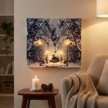 Článok LED obraz zimná krajina park s lampášmi LED nástenná maľba 58x38cm