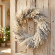 Článok Veniec zo sušenej pampasovej trávy, Boho veniec na dvere, Prírodné sušené kvety Ø31cm, Nástenný veniec
