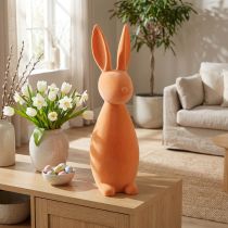 Článok Dekoratívny veľkonočný zajačik, pletený oranžovo-marhuľový, V69cm