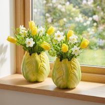 Článok Váza na kvety s výrazným motívom tulipánov. Ideálna do obývačky. 16 cm, 2 kusy.