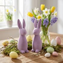 Článok Dekoračný veľkonočný zajačik – 2. voľba – Flocked Lilac V29,5cm 2 ks