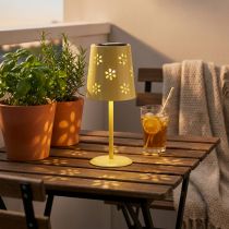 Článok Solárna stolová lampa s jemným kvetinovým vzorom na balkón alebo terasu, 28 cm
