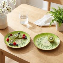 Článok Okrúhle keramické taniere s motívom kiwi, vhodné na jedálenský stôl alebo do kuchyne, 16 cm, 2 kusy