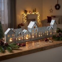 Článok Dekoratívny rad domčekov s držiakmi na čajové sviečky, adventná dekorácia, 68 cm