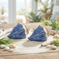 Článok Mušle Dekorácia Námorná keramika Modrá Béžová 16,5×11×9,5cm 2 ks