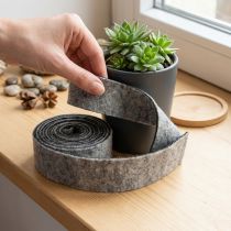 Článok Plstená páska, popruh na hrniec, 100 % vlna, sivo-čierna, šírka 7,5 cm, dĺžka 5 m