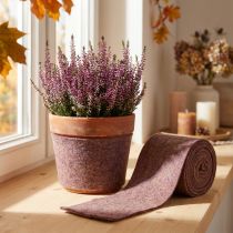 Článok Dvojfarebná plstená páska z vlnenej plsti, 100% vlna, fialová/hnedá, 15 cm x 5 m