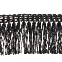 Článok Čierna strapcová stuha 4 cm, kordónový lem, ozdobný lurex so strapcami 25 m