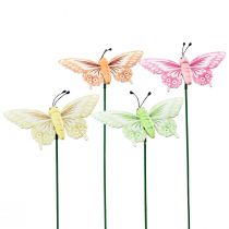 Kvetinová zátka drevené ozdobné motýle na paličke 23cm 16ks