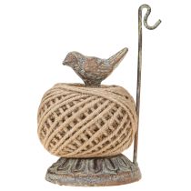 položky Vintage kovový držiak na cievky s vtáčikom a jutovou priadzou H17cm