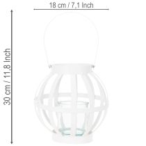 Článok Záhradný lampáš, kov a sklo, závesný svietnik, biely, Ø18,5 cm