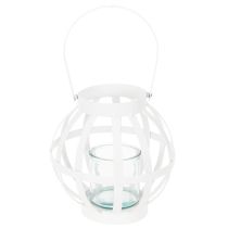 Článok Záhradný lampáš, kov a sklo, závesný svietnik, biely, Ø18,5 cm