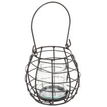 Článok Záhradný lampáš, čierny kov s veterným svetlom, Ø14cm V12,5cm