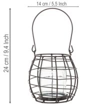 položky Záhradný lampáš, čierny kov s veterným svetlom, Ø14cm V12,5cm