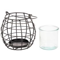 položky Záhradný lampáš, čierny kov s veterným svetlom, Ø14cm V12,5cm