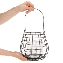 položky Záhradný lampáš so skleneným svietnikom, čierny, Ø20cm, V18,5cm
