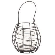 Článok Záhradný lampáš s rúčkou, čierny, sklenený svietnik, Ø17cm, V15cm