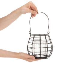 Článok Záhradný lampáš s rúčkou, čierny, sklenený svietnik, Ø17cm, V15cm