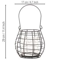 Článok Záhradný lampáš s rúčkou, čierny, sklenený svietnik, Ø17cm, V15cm