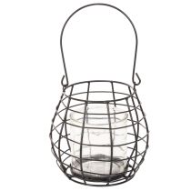 Článok Záhradný lampáš s rúčkou, čierny, sklenený svietnik, Ø17cm, V15cm