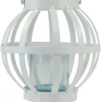 položky Záhradný lampáš kovový sklenený lampáš na zavesenie biely Ø18,5cm