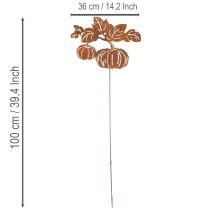 položky Záhradný kôl s motívom tekvice, kovová dekorácia, hrdzavá úprava, 100 cm