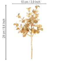 položky Umelý eukalyptus, zlatá ozdobná vetvička na dekoráciu stola, 24 cm
