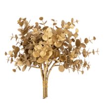 položky Umelý eukalyptus, zlatá ozdobná vetvička na dekoráciu stola, 24 cm