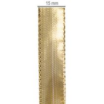 položky Zlatá darčeková stuha s drôteným okrajom, šírka 15 mm, dĺžka 25 m