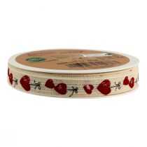 položky Darčeková stuha srdiečka ozdobná bavlnená stuha 15mm 20m