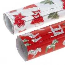 položky Vianočný baliaci papier červený, biely 4 listy v sade 50×70cm