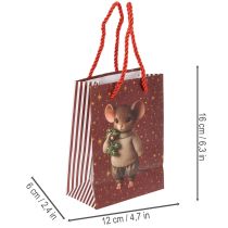 Článok Vianočná darčeková taška s motívom myši, 16 cm, 2 kusy