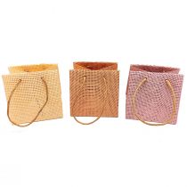 položky Darčekové vrecúška tkané s rúčkami vanilková oranžová ružová 10,5cm 12ks