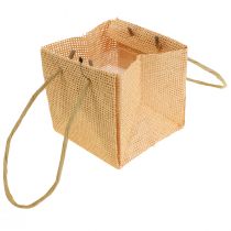 položky Darčekové vrecúška tkané s rúčkami vanilková oranžová ružová 10,5cm 12ks