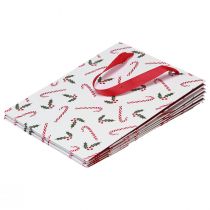 položky Vianočná darčeková taška s rúčkami červená biela 24×18×8cm 4ks