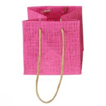 položky Darčekové tašky s rúčkami papierové ružové žlté zelené textilný vzhľad 10,5cm 12ks