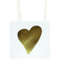 položky Darčekové tašky s rúčkami papier z bieleho zlata 8,5×8,5×8cm 12ks