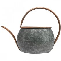 položky Kovová dekoratívna krhlica, vintage vidiecky štýl, záhradná dekorácia, na sadenie, strieborno-medená, D41cm Ø26cm V30cm