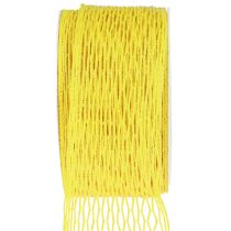Sieťová páska, mriežková páska, ozdobná páska, žltá, vystužená drôtom, 50 mm, 10 m