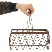 položky Kovový drôtený košík, hrdzavý vzhľad, 28x13,5x14cm, 2 kusy
