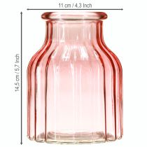 položky Sklenená váza na kvety retro ružová tónovaná Ø11cm V14,5cm 2ks