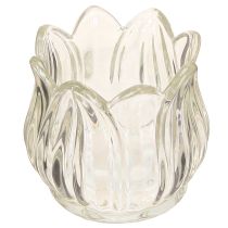 položky Sklenený svietnik na čajovú sviečku tulipán sklo na čajovú sviečku číre Ø7cm V7cm 2ks