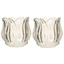 položky Sklenený svietnik na čajovú sviečku tulipán sklo na čajovú sviečku číre Ø7cm V7cm 2ks