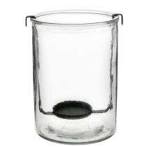 položky Lampáš sklo s držiakom na čajovú sviečku čierny kov Ø13,5×V20cm