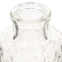 položky Mini sklenená váza s diamantovým vzorom, malá váza na stôl, fľaša, priehľadná, 9 cm, 6 kusov