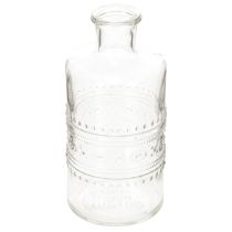 položky Sklenená fľaša so vzorom, valcovitá, číra, dekoratívna váza, 15 cm, 6 kusov