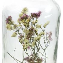 položky Pohár so svietnikom, sklenená dekorácia so sušenými kvetmi V16cm Ø8,5cm