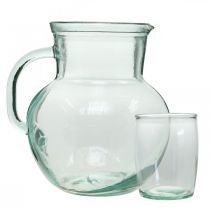 položky Sklenený džbán s pohármi na pitie, Nápojová súprava na servírovanie Namodralé číre V20 cm/11,5 cm 5 kusov