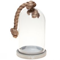položky Sklenený zvonček s doskou betónového vzhľadu a lanom Ø17cm V28cm