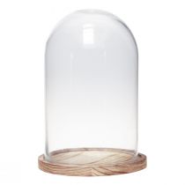 položky Sklenený zvonček s dreveným tanierom sklenená dekorácia Ø17cm V25cm
